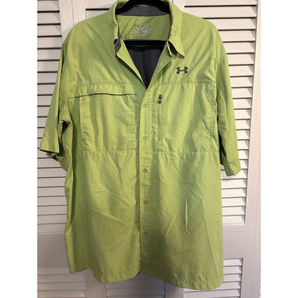 Under Armour Loose Heat Gear Size 2XL Green Fishing Short Sleeve Shirt - Picture 1 of 5